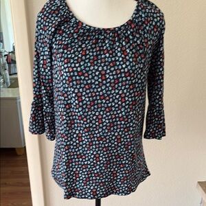 Michael Kors Ruffled Bell Sleeve Blouse in Pink and Blue